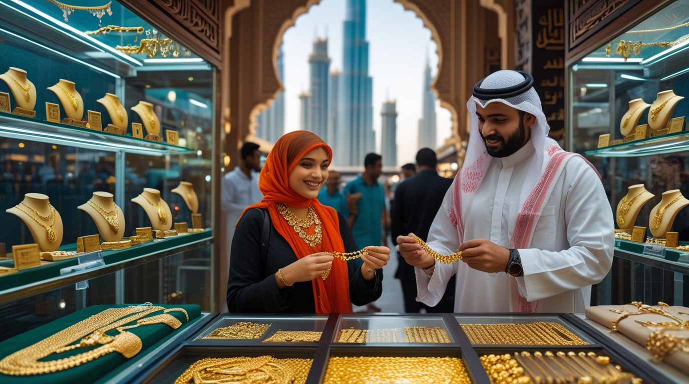 Dubai Gold Market with 24K Jewelry for Indian Tourists