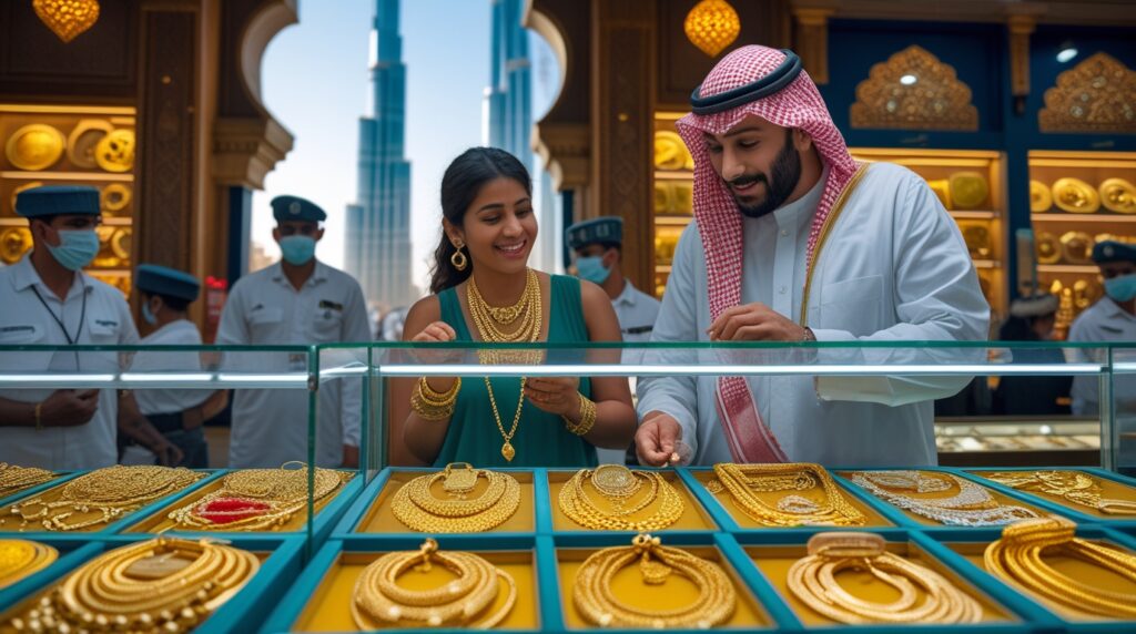 Dubai Gold Market with 24K Jewelry for Indian Tourists